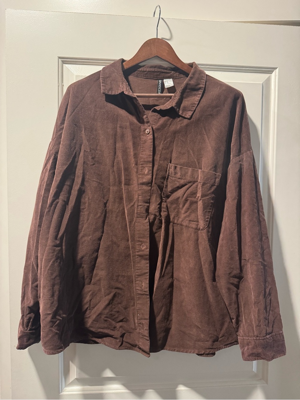 Casual Corduroy Button-Up Shirt - Brown